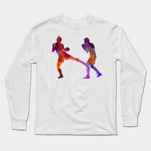 Boxing-muay thai in watercolor Long Sleeve T-Shirt